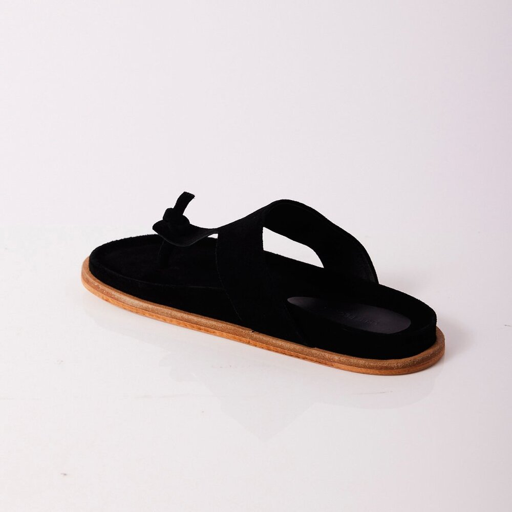 🎉LAST CHANCE🎉 FREE PEOPLE Mika Footbed Sandals / Black Suede - Picture 6 of 12